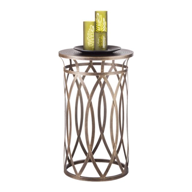 Round Designer Iron Side Table - Brass Finish 