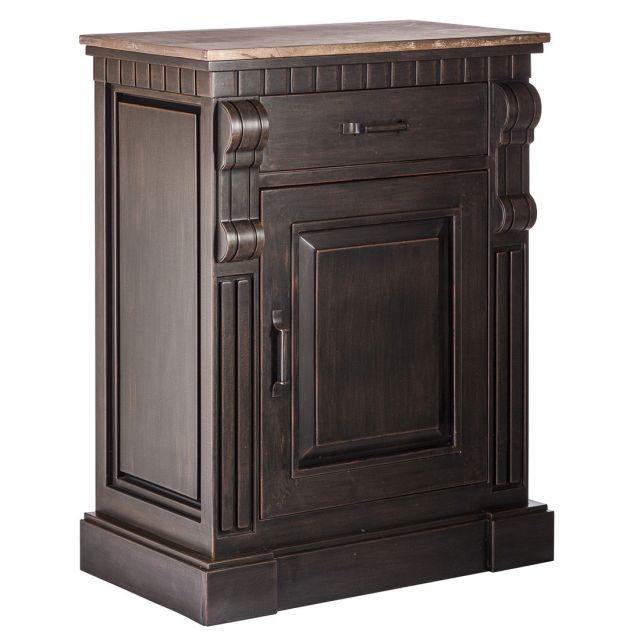 Small Iron Sideboard with Rustic Wood Top