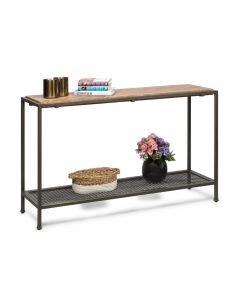 Hallway Table with 2 Shelves and Whitewash Stained Wood Top