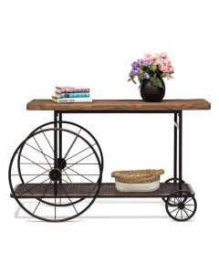 Industrial Wood Top Hallway Console Table with Wheels